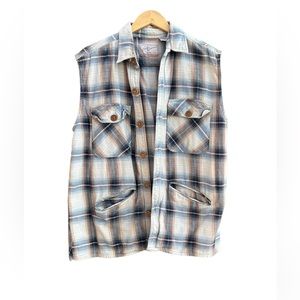 Vintage Address Unknown Vest Men's Sz L Plaid Heavily Lined Collared Button Up